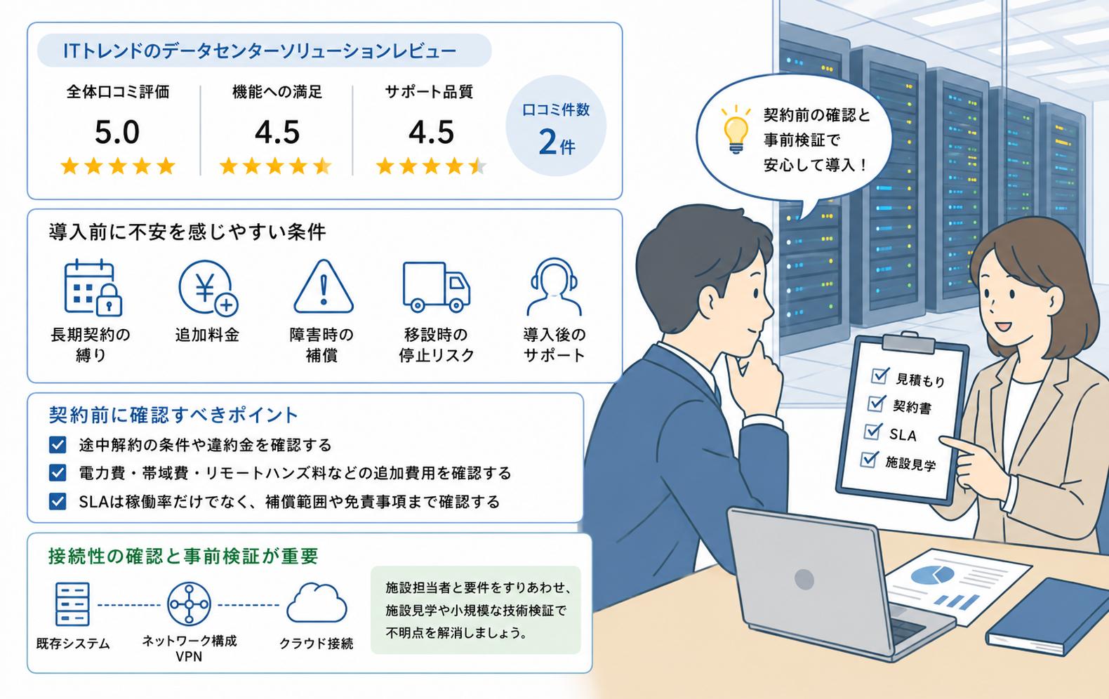 レビューから分かるデータセンターソリューションの導入条件